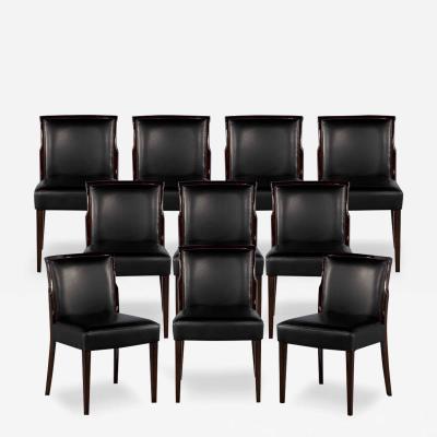 Set of 10 Art Deco Inspired Leather Dining Chairs