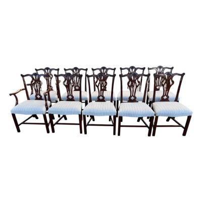 Set of 10 Burton Ching Chippendale Mahogany Dining Chair Set