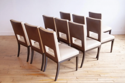 Set of 10 Christian Liaigre Style Leather Chairs