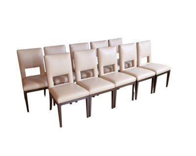 Set of 10 Christian Liaigre Style Leather Chairs