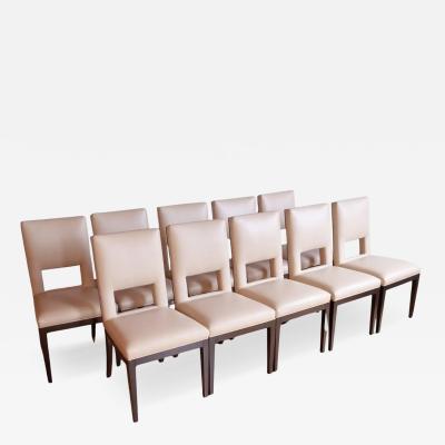 Set of 10 Christian Liaigre Style Leather Chairs