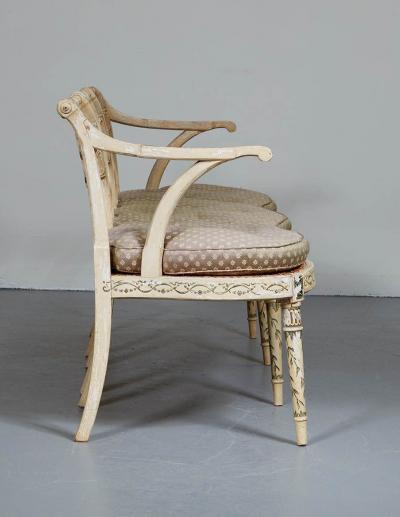 Set of 10 Elegant English Regency Dining Armchairs with Matching Settee