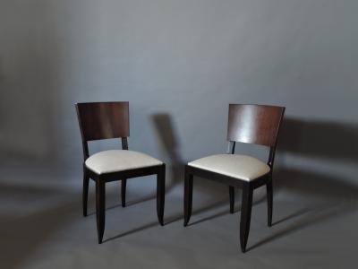 Set of 10 Fine French Art Deco Chairs Palissander and Stained Beech Side Chairs