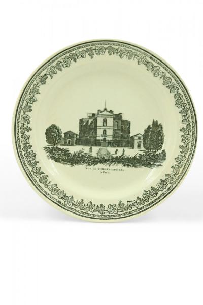 Set of 10 French Black and White Creamware Plates of French Landmarks