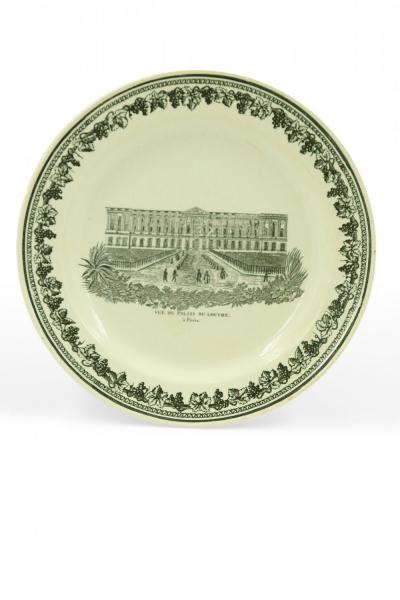 Set of 10 French Black and White Creamware Plates of French Landmarks