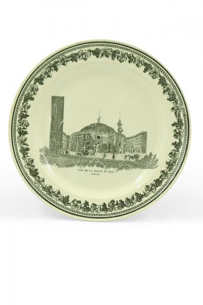 Set of 10 French Black and White Creamware Plates of French Landmarks