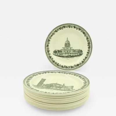 Set of 10 French Black and White Creamware Plates of French Landmarks