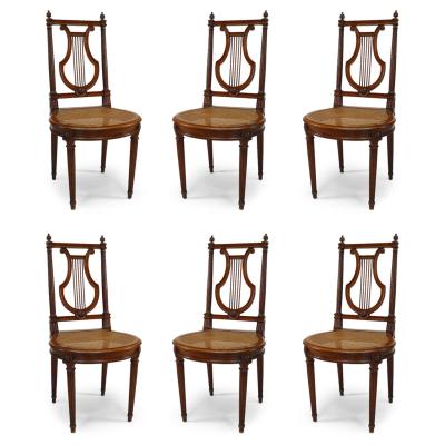Set of 10 French Louis XVI Lyre Side Chair