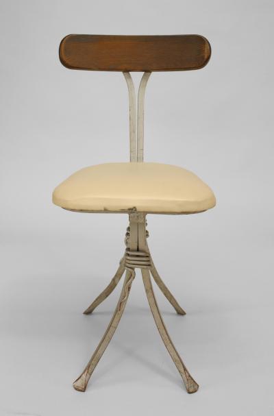 Set of 10 French Mid Century Modern Wrought Iron Silver Painted Cafe Chairs