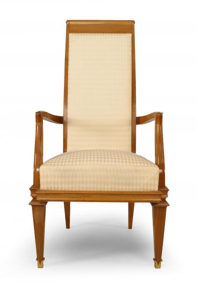 Set of 10 French White Muslin Arm Chairs