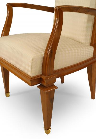Set of 10 French White Muslin Arm Chairs