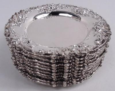 Set of 10 Pretty American Victorian Art Nouveau Bread Butter Plates