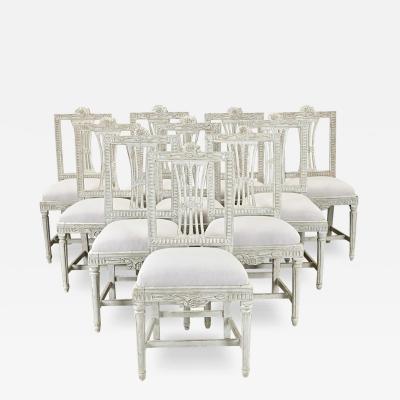 Set of 10 Swedish Gustavian Dining Chairs