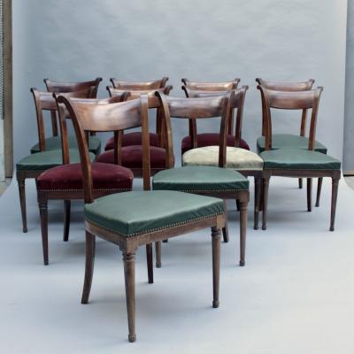 Set of 11 Fine French 1940s Mahogany Dining Chairs