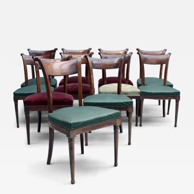 Set of 11 Fine French 1940s Mahogany Dining Chairs