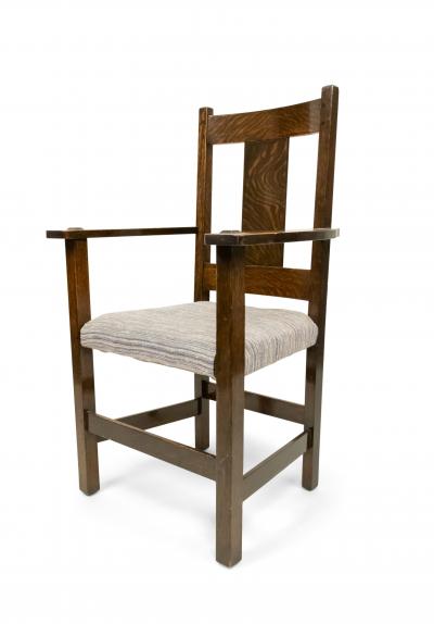 Set of 12 American Mission Oak Dining Arm Chairs