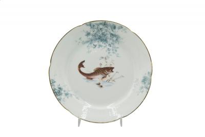 Set of 12 Austrian Porcelain Plates with Fish