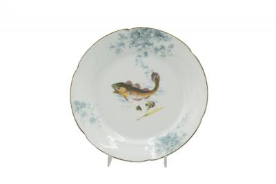 Set of 12 Austrian Porcelain Plates with Fish