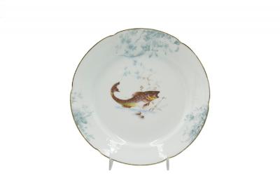 Set of 12 Austrian Porcelain Plates with Fish
