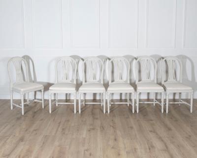 Set of 12 Early 20th Century Swedish Gustavian Style Dining Chairs