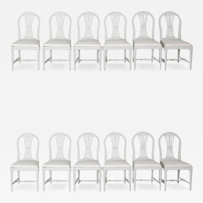 Set of 12 Early 20th Century Swedish Gustavian Style Dining Chairs