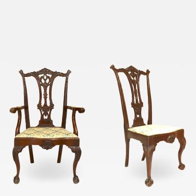 Set of 12 English Chippendale Mahogany Carved Chairs