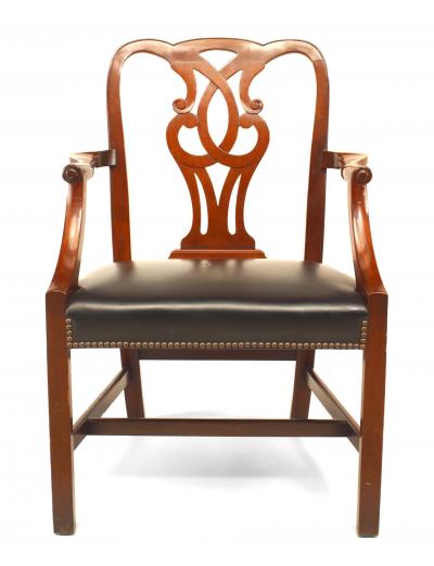 Set of 12 English Georgian Mahogany and Leather Chairs