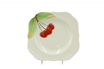 Set of 12 English Victorian Porcelain Plates with Fruit