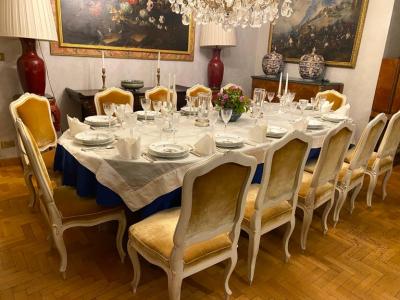 Set of 12 French 18th Century Ivory Painted Chairs