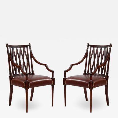 Set of 12 Georgian Style Open Diamond Backed Arm Chairs