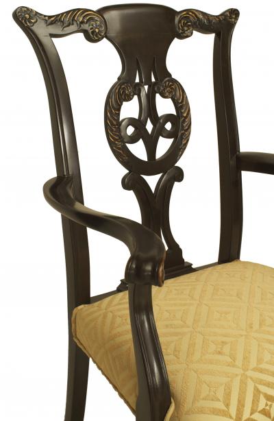 Set of 12 Irish George II Elm Wood Chenille Chairs