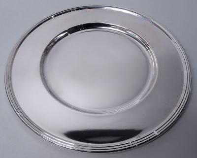 Set of 12 Italian Modern Silver 12 Inch Dinner Plates