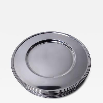 Set of 12 Italian Modern Silver 12 Inch Dinner Plates