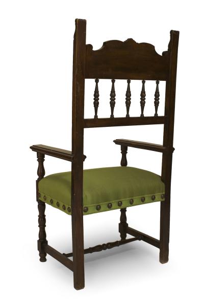 Set of 12 Spanish Renaissance Green Upholstered Chair