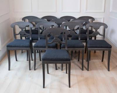 Set of 12 Swedish 19th Century Dining Chairs