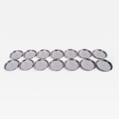 Set of 14 American Modern Classical Sterling Silver Glass Coasters