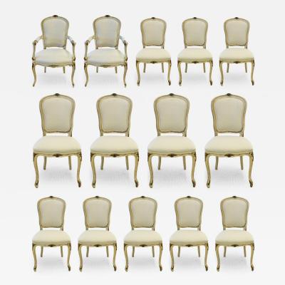 Set of 14 Maison Jansen Swedish Style Dining Chairs 