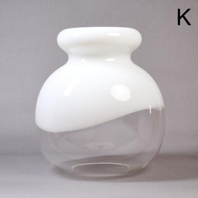 Set of 16 Blown White and Clear Glass Pendant Lanterns Italy 1970s