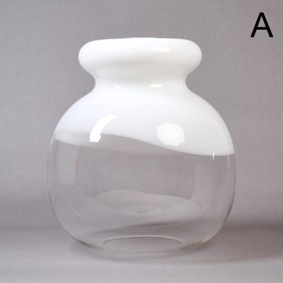 Set of 16 Blown White and Clear Glass Pendant Lanterns Italy 1970s