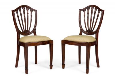 Set of 16 English Adam Style Open Back Side Chairs with Upholstered Cushion