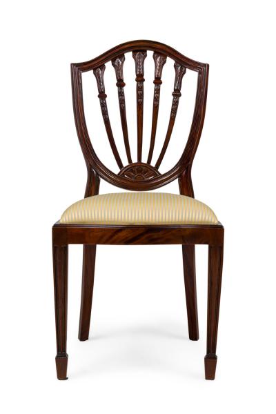 Set of 16 English Adam Style Open Back Side Chairs with Upholstered Cushion