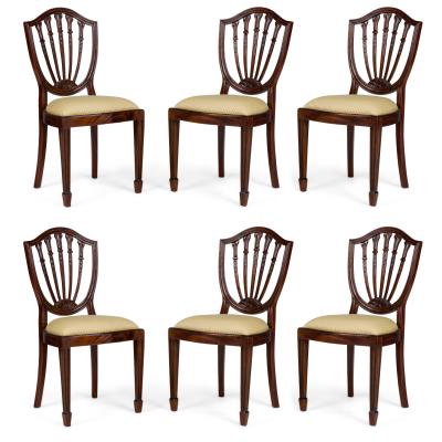 Set of 16 English Adam Style Open Back Side Chairs with Upholstered Cushion