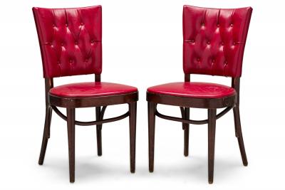 Set of 18 American Mid Century Red Vinyl Tufted Side Chairs