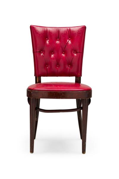 Set of 18 American Mid Century Red Vinyl Tufted Side Chairs