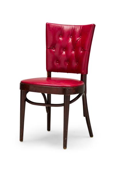 Set of 18 American Mid Century Red Vinyl Tufted Side Chairs