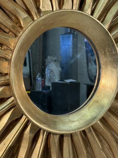 Set of 2 1970s Vintage Italian Sunburst Gilded Wall Mirror