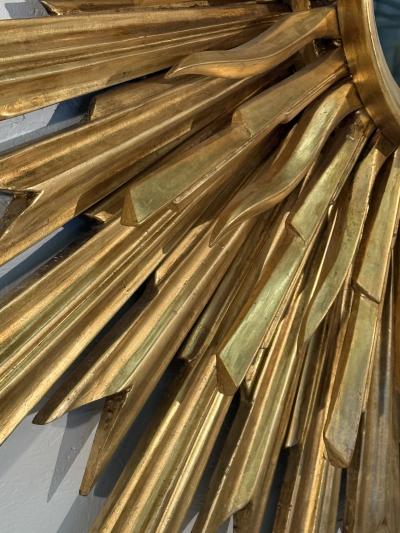 Set of 2 1970s Vintage Italian Sunburst Gilded Wall Mirror