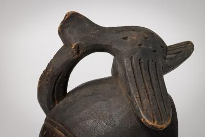 Set of 2 African Cameroon 20th Century Carved Wooden Bamileke Mask with Hornbill