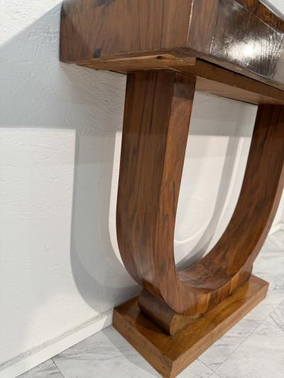 Set of 2 Art Deco Style Console Tables in Bookmatched Burl Wood