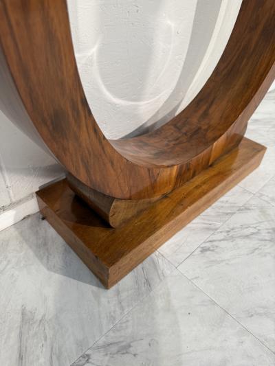 Set of 2 Art Deco Style Console Tables in Bookmatched Burl Wood